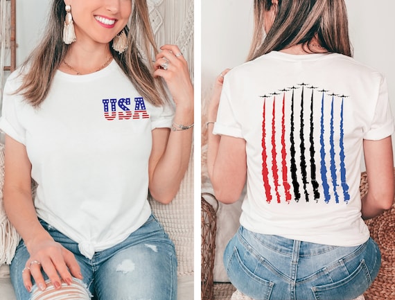American Air Force Tee, Red White Blue Tee, 4th of July Tee, Independence Day Jet Flight Tee, US 250th Anniversary, 250 Years of America