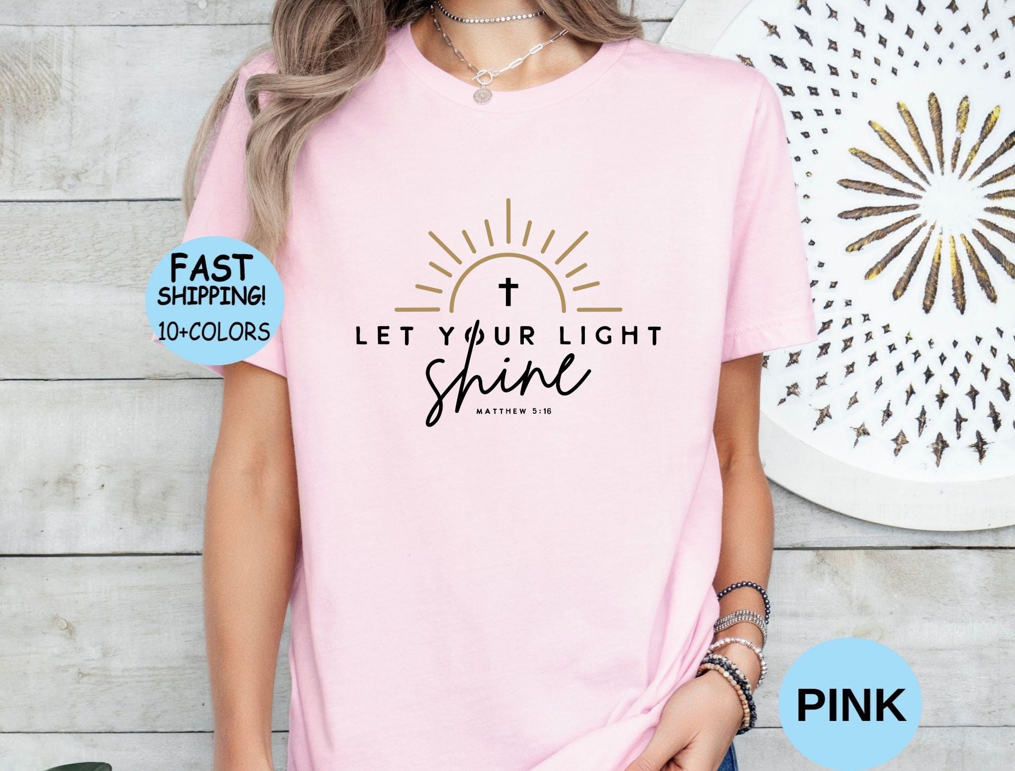 Let Your Light Shine Shirt: Christian Bible Verse Tee - Etsy