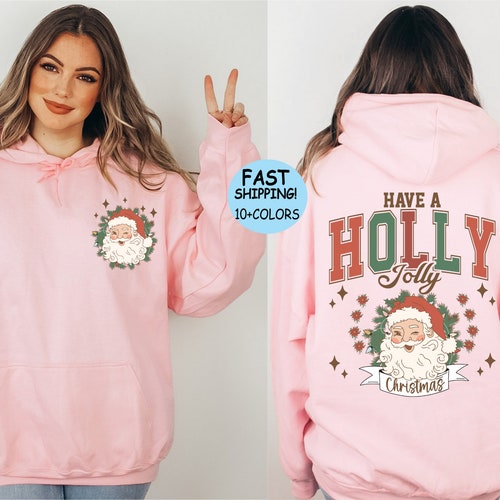 Retro kerstmanhoodie, T-shirt voor kerstmis, dubbelzijdig ontwerp