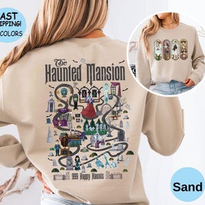 Sweatshirt kaart Haunted Mansion, shirt retro Haunted Mansion, T-shirt stretching Room, vintage Halloween-shirt Disney, Disney familie-uitstapje hoodie