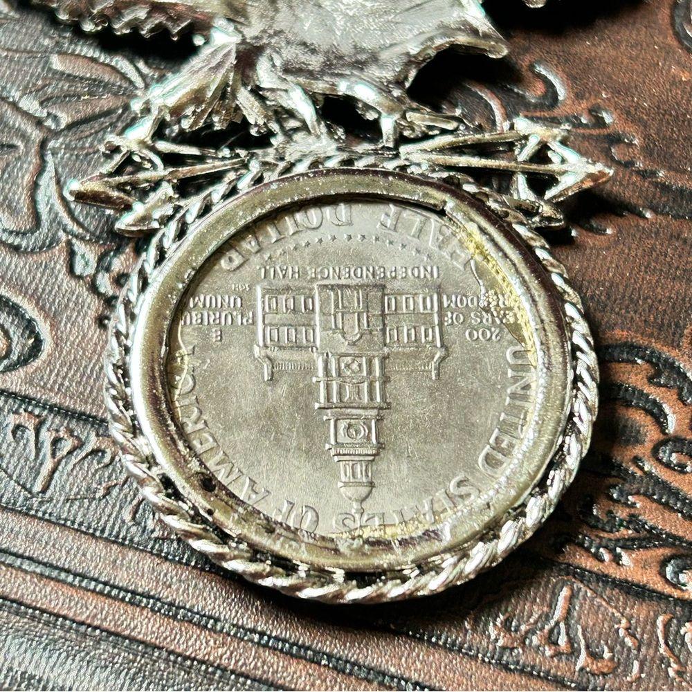 JFK Kennedy Bicentennial Half Dollar Eagle Pendant & Chain