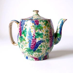 Royal Winton Delphinium Chintz Floral Teapot with Lid