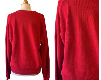 Vintage 1980s L.L. Bean Mens Red Cotton Crew Neck Sweater - XL