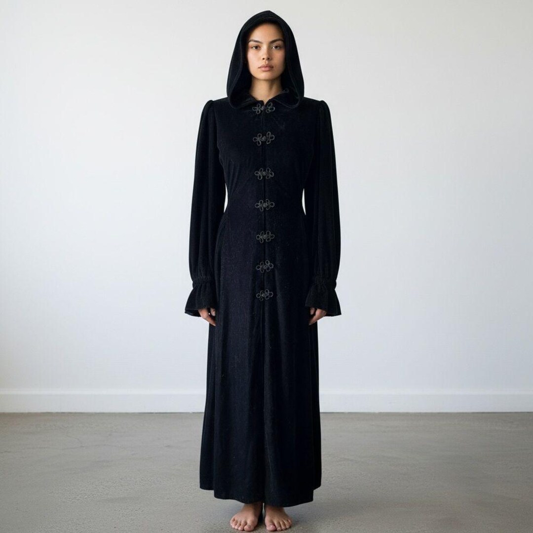 Pyramid Collection Black Gothic Velvet Hooded Ritual Cloak - Medium - Etsy