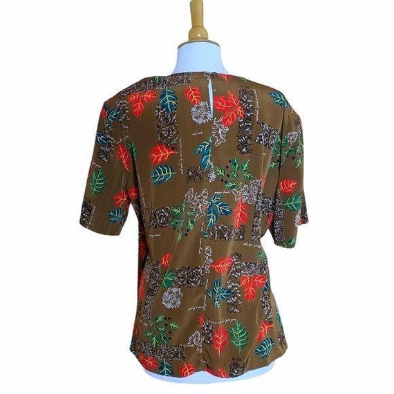 Plus Size Vintage 1980s Botanical Herbal Blouse S… - image 2