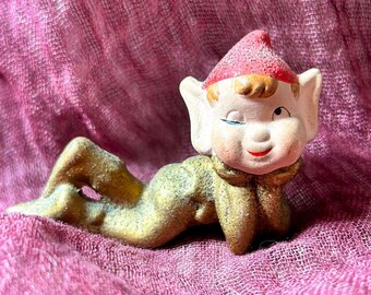 Vintage Japan keramische kerst goud elf elfje