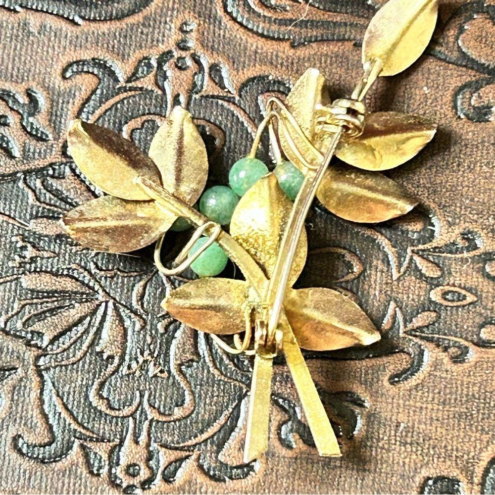 Broche Ancienne Perles Verre Et Métal Doré – Bon état, Réf EB AE