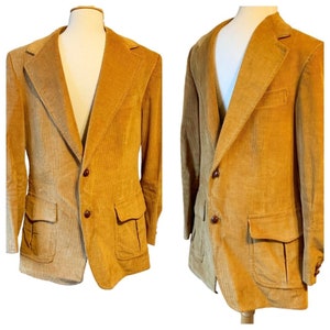 Vintage Tan Beige Corduroy Blazer Fully Lined by G. FOX & CO - 40