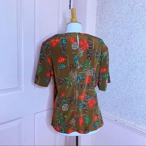 Plus Size Vintage 1980s Botanical Herbal Blouse S… - image 7