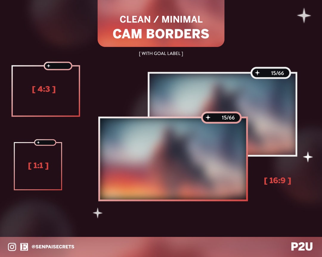 Clean cam Frame With Label Bar in 2 Colors White Red cam Borders