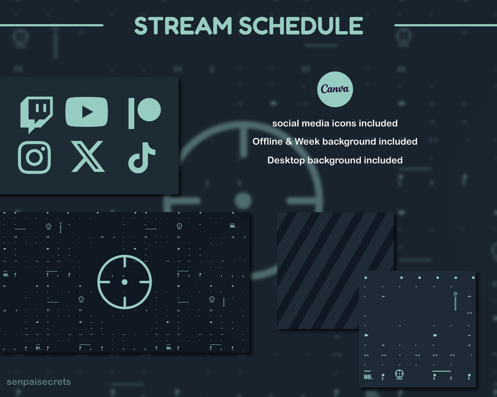 Mint Crosshair Stream Schedule Template: Valorant Theme (canva, Digital ...