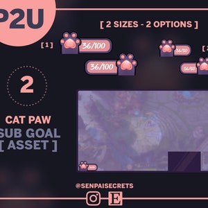Cat Paw Sub Goal Stream Decoration | P2U Digital Download | OBS / StreamElements