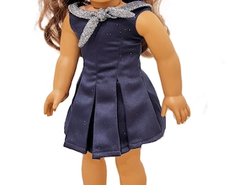 18" doll clothing, fancy pleated dress with sparkle tie