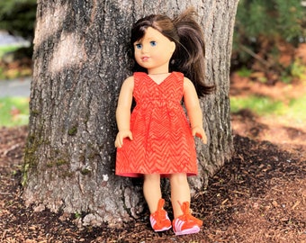 18" doll clothing, orange dress