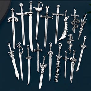 Mini Medieval Sword Bookmarks: DIY Necklace Charms, Metal Book Accessories