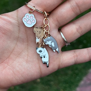 Cat keychain, cat lover gift ,  cats