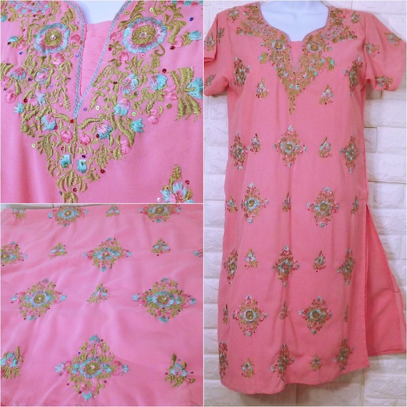 Vintage Traditional Kurta Made in India Sari Tuni… - image 1