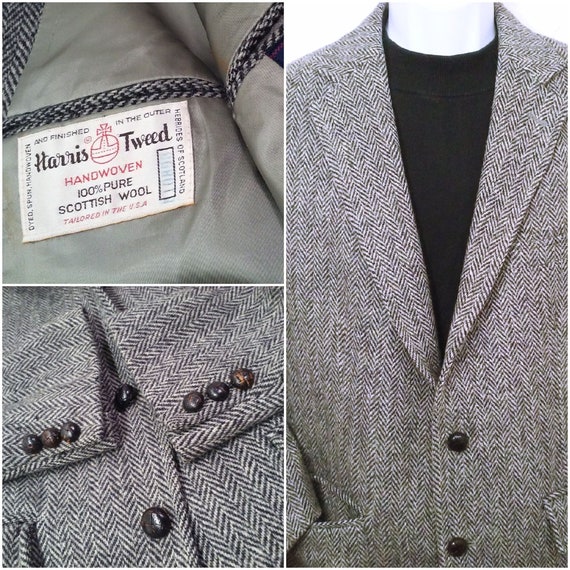 Vintage 80s Harris Tweed Blazer Scott Ritchie Sport Coat Men-40r