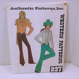 Vintage 1972 Authentic Western Pattern #237 Women&#39;s-14 Flared Boot-Cut Hip-Hugger Pant Pre-Owned Used Cut Instructions Ranch Rodeo Cowgirl
