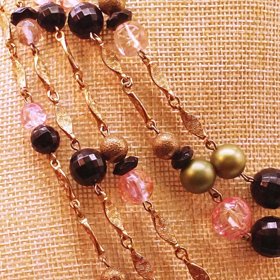 Vtg 5-strand resin beaded chain necklace statemen… - image 5