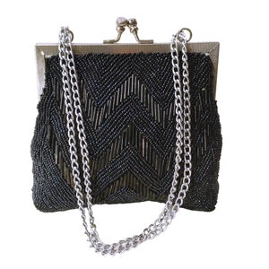 Vintage 50s-60s Walborg Hong Kong Beaded Evening Shoulderbag 5x6 Hinged KissLock Formal Special Occasion Opera Theatre Costume Repaired