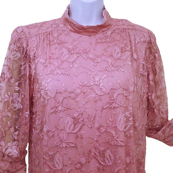 80s Blair Boutique USA-Made Floral Lace Shift Dre… - image 3