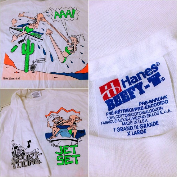 Vintage '92 Hanes Beefy-t Single Stitch T-shirt XL Michael Cwieka Sport  Toons Art Unique Custom Graphic Jet Ski Beach Water Sports Neon -  Hong  Kong