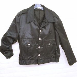 Vintage 60s-70s Horace Small Apparel Co. Fire Dept. Uniform Jacket Men&#39;s-46R Antron Nylon/Rayon Metal FD Buttons Black Made in USA
