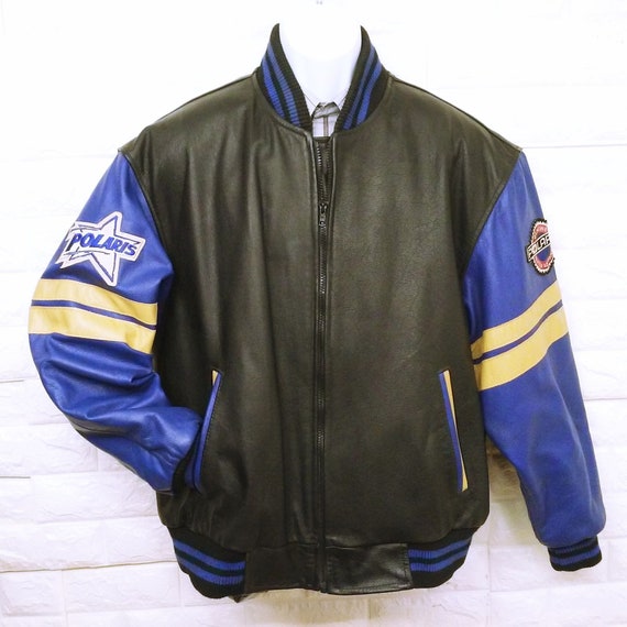 Vintage 80s Polaris Leather Bomber Jacket Mens-xl Embroidered