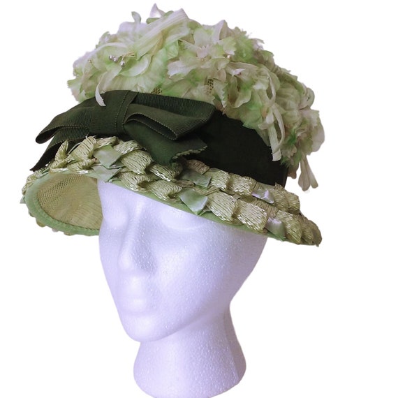 Vintage 50s-60s Queen's Wreath Floral Garden Hat … - image 2