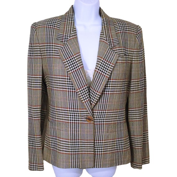 Vintage des annees 80 blazer a carreaux ecossais veste de costume pour femme petite 4 6 sur mesure avec poches doublees de lin melange carriere universitaire preppy Etsy France