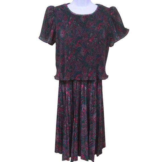 80-90s M.C.S. USA Granny Chic Comfort Dress Ladie… - image 3