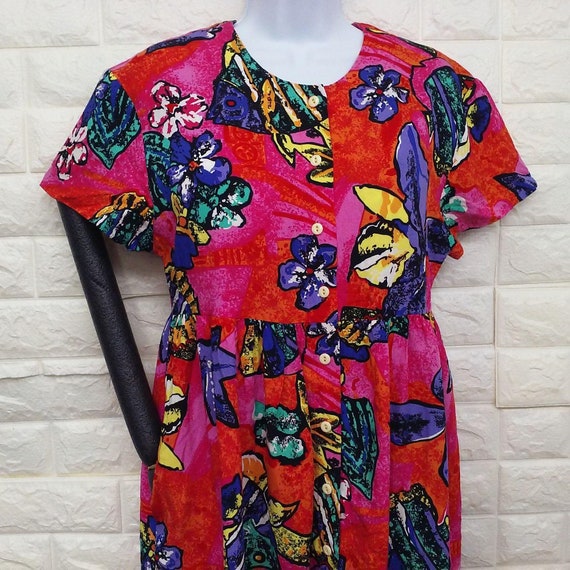 Vintage 80s-90s Hilo Hattie Sun Dress Sz-S Pocket… - image 3