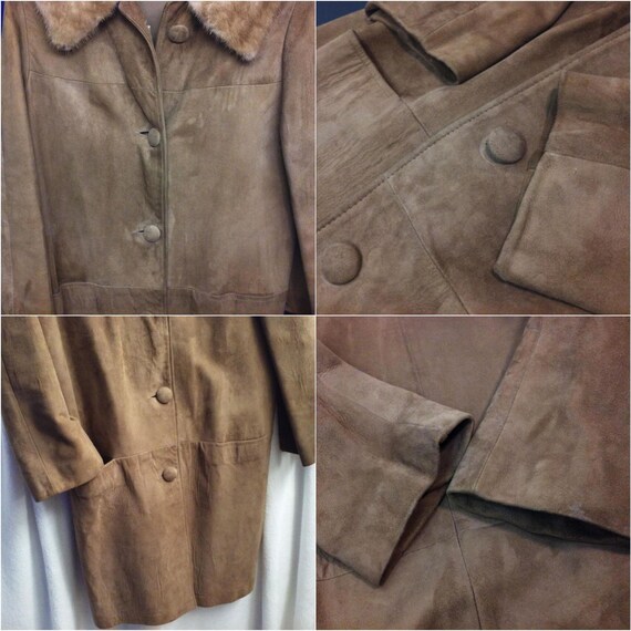 Vintage 50s-60s Suede Leather Coat Glamour Fur Co… - image 6