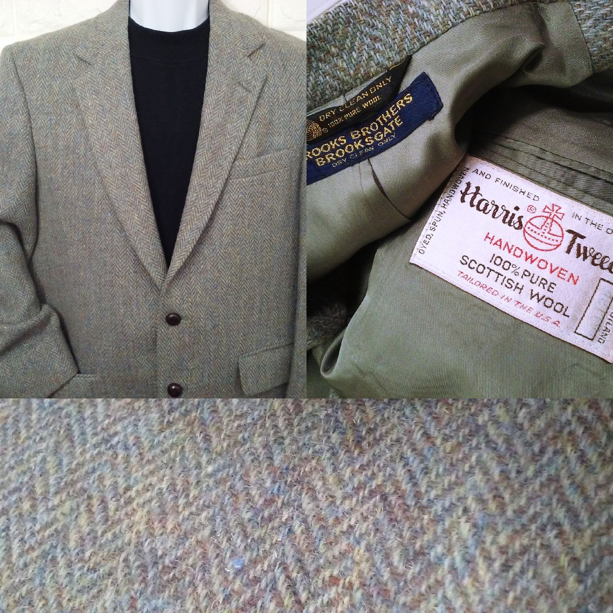 Vintage 80s Brooks Brothers Brooksgate Harris Tweed Blazer Sport