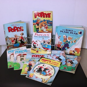 Lot von 10 Popeye Buchsammlung &#39;55 &#39;62 &#39;80er Jahre Assorted King Eigenschaften Wunder Bücher Casual House 7-Softback 3-Hardback Rasse Überraschung Pop-up