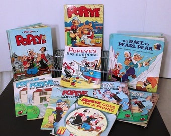Lot of 10 Popeye Book Collection &#39;55 &#39;62 &#39;80s Assorted King Features Wonder Books Random House 7-Softback 3-Hardback Race Surprise Pop-up
