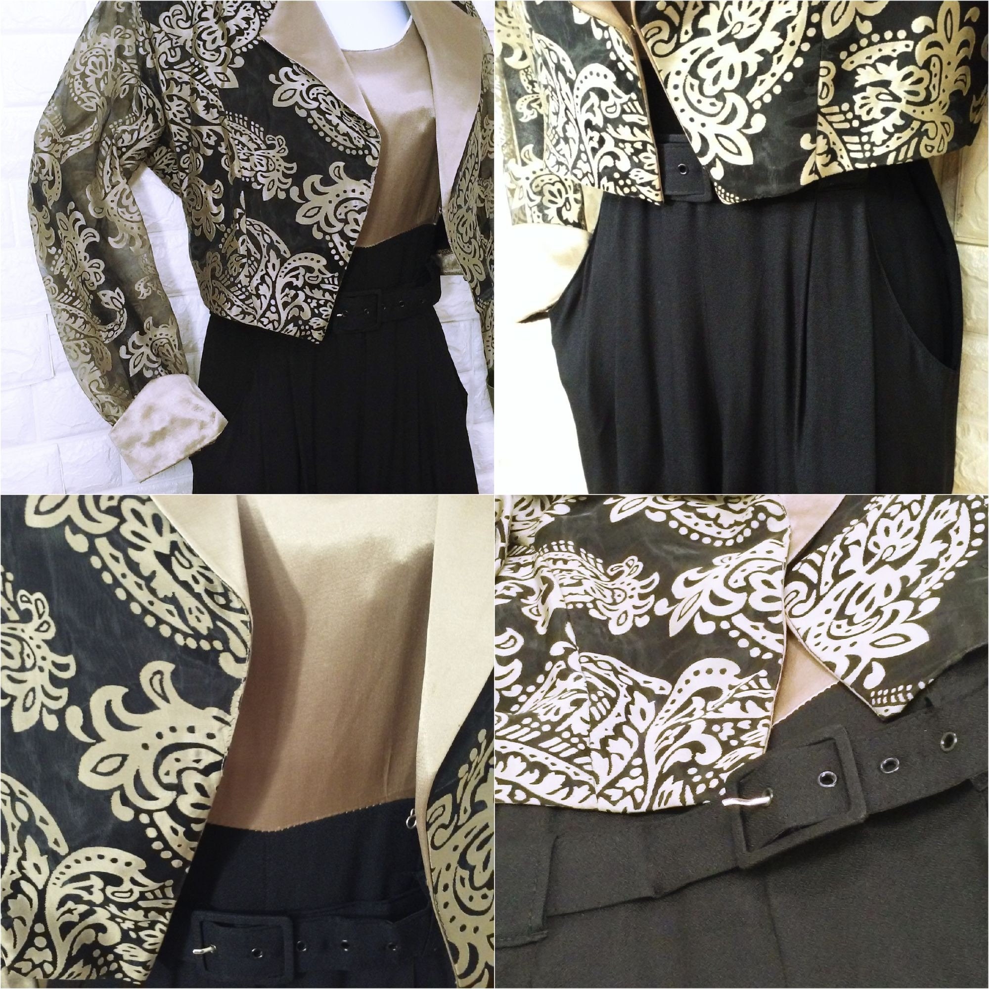 Vintage 90s 2-pc Set Jumpsuit Jacket Sz-6/8 New York