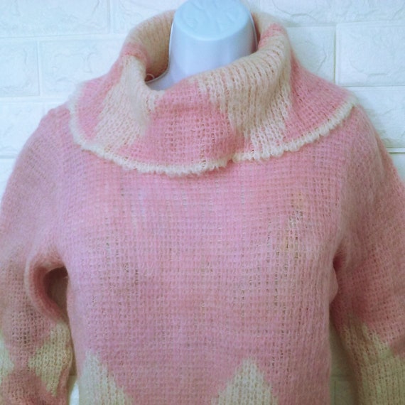 Vintage 50s/60s Cowlneck Sweater Wool Mohair Lady… - image 2