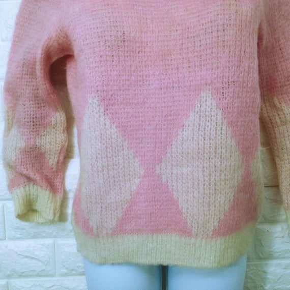Vintage 50s/60s Cowlneck Sweater Wool Mohair Lady… - image 3