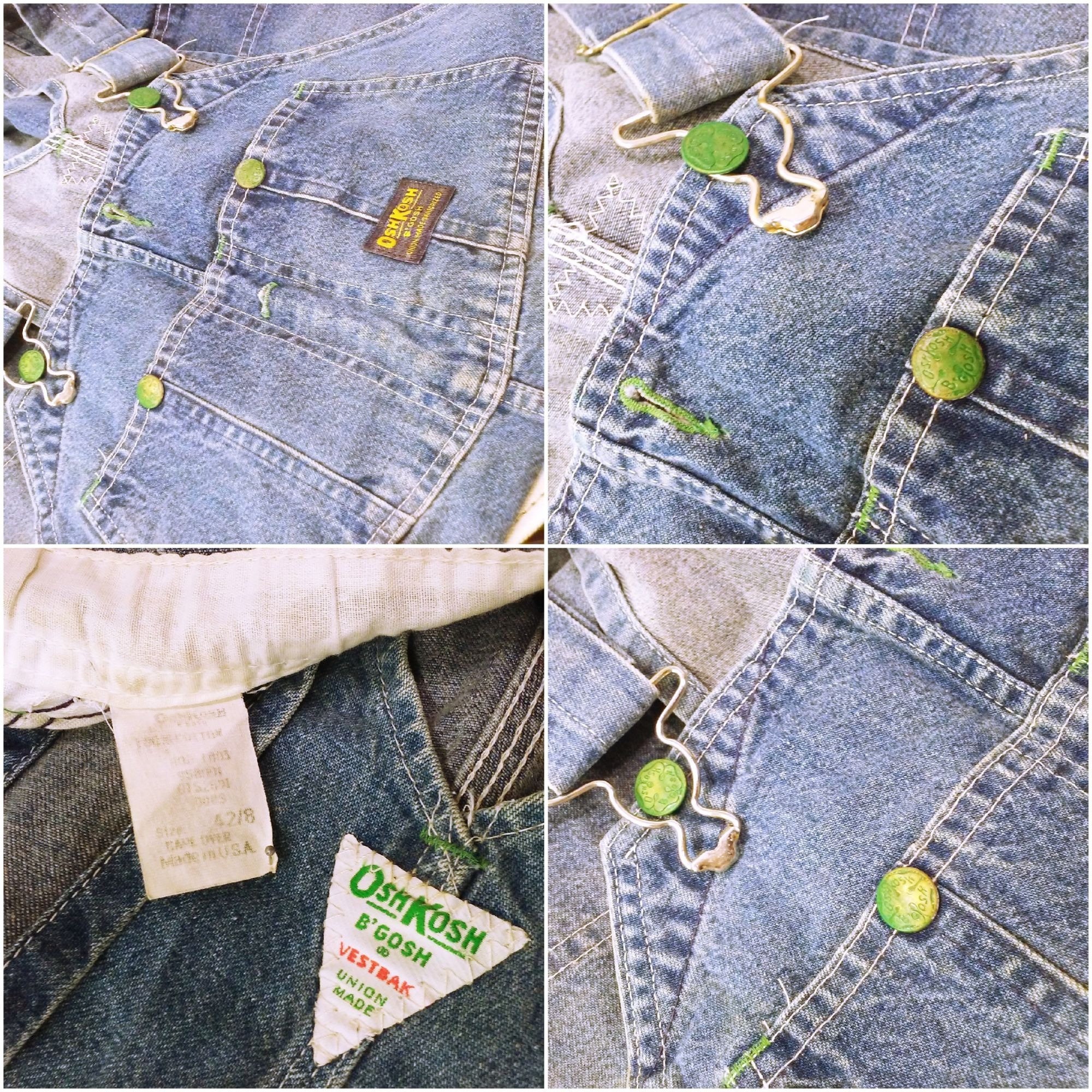 Vintage 70s Osh Kosh B'gosh Denim Overalls Dungarees 42x28