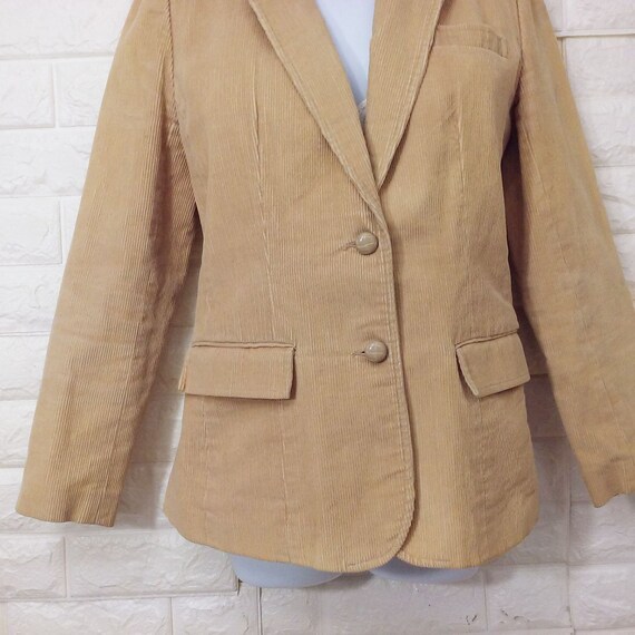 Giacca da uomo in velluto a coste, sottile, per il tempo libero, tinta unita, con bottoni, a maniche lunghe, vestibilità normale, casual, in velluto a coste, vestibilità regolare con bottoni, beige