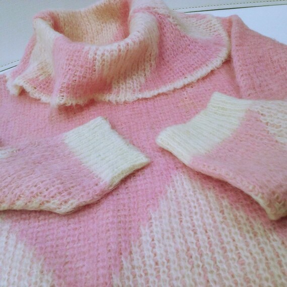 Vintage 50s/60s Cowlneck Sweater Wool Mohair Lady… - image 7