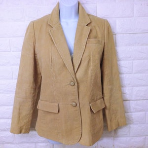 Vintage 80s Corduroy Blazer Singapore-Made 2-Button Sport Jacket Lady-Medium(10) Pockets Lined Classic Preppy Urban Street Western Beige Tan