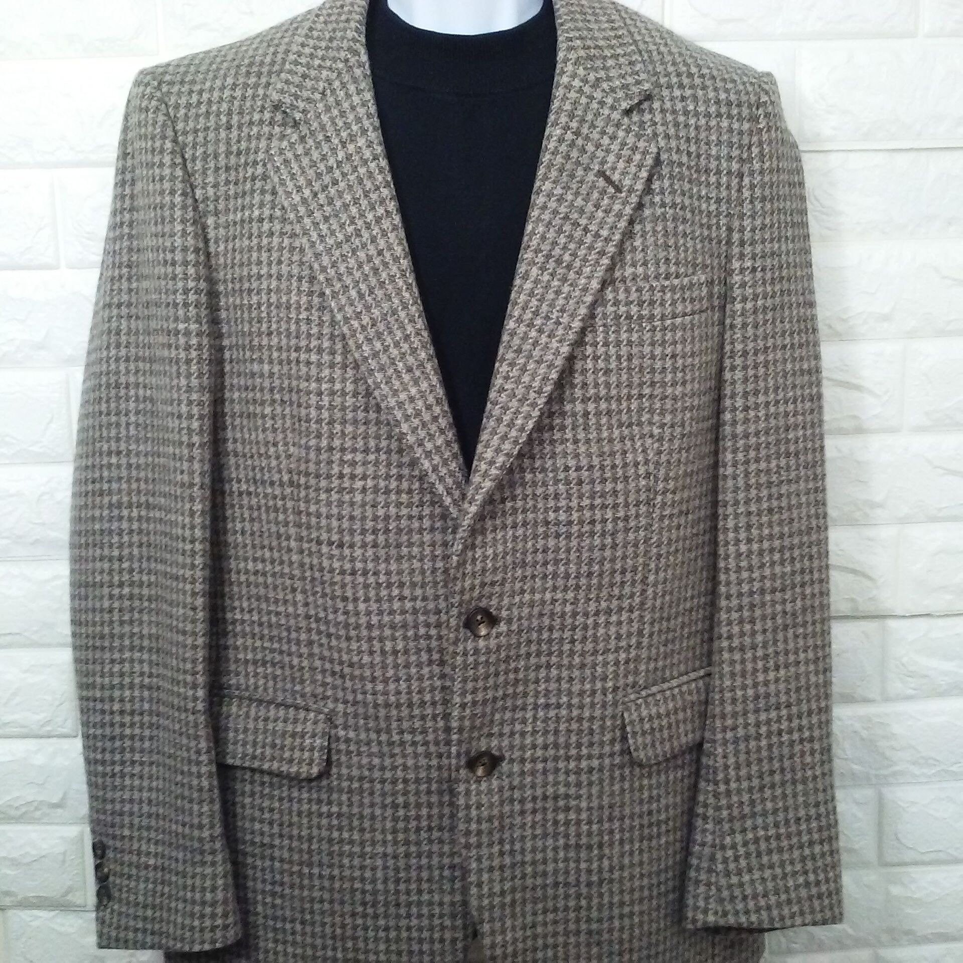 70-80s vintage　Nep Tweed Classical Coat Vintage 70s Men's Scottish Cheviot Wool Tweed Overcoat