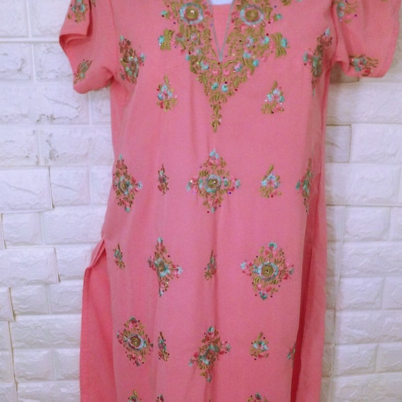 Vintage Traditional Kurta Made in India Sari Tuni… - image 3