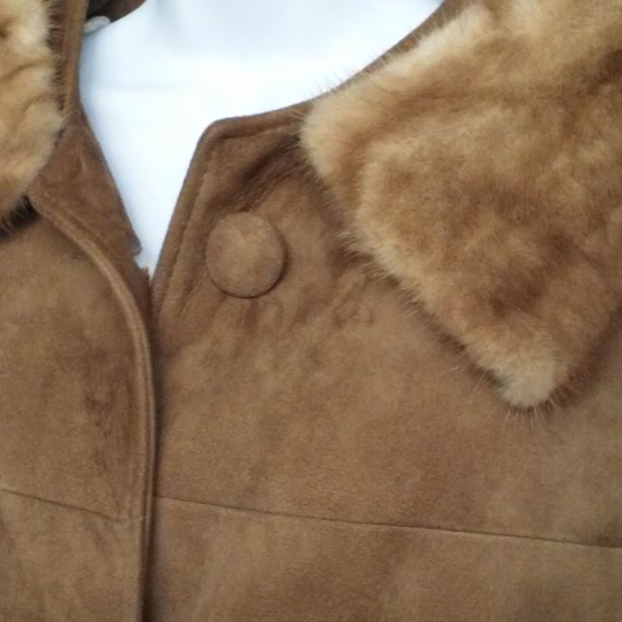 Vintage 50s-60s Suede Leather Coat Glamour Fur Co… - image 7