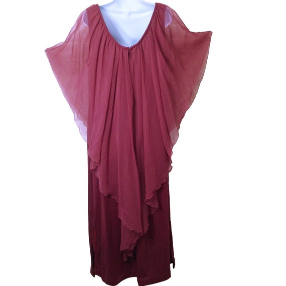 Vintage 60s-70s Maxi Dress Lady-16/18 Chiffon Ang… - image 3