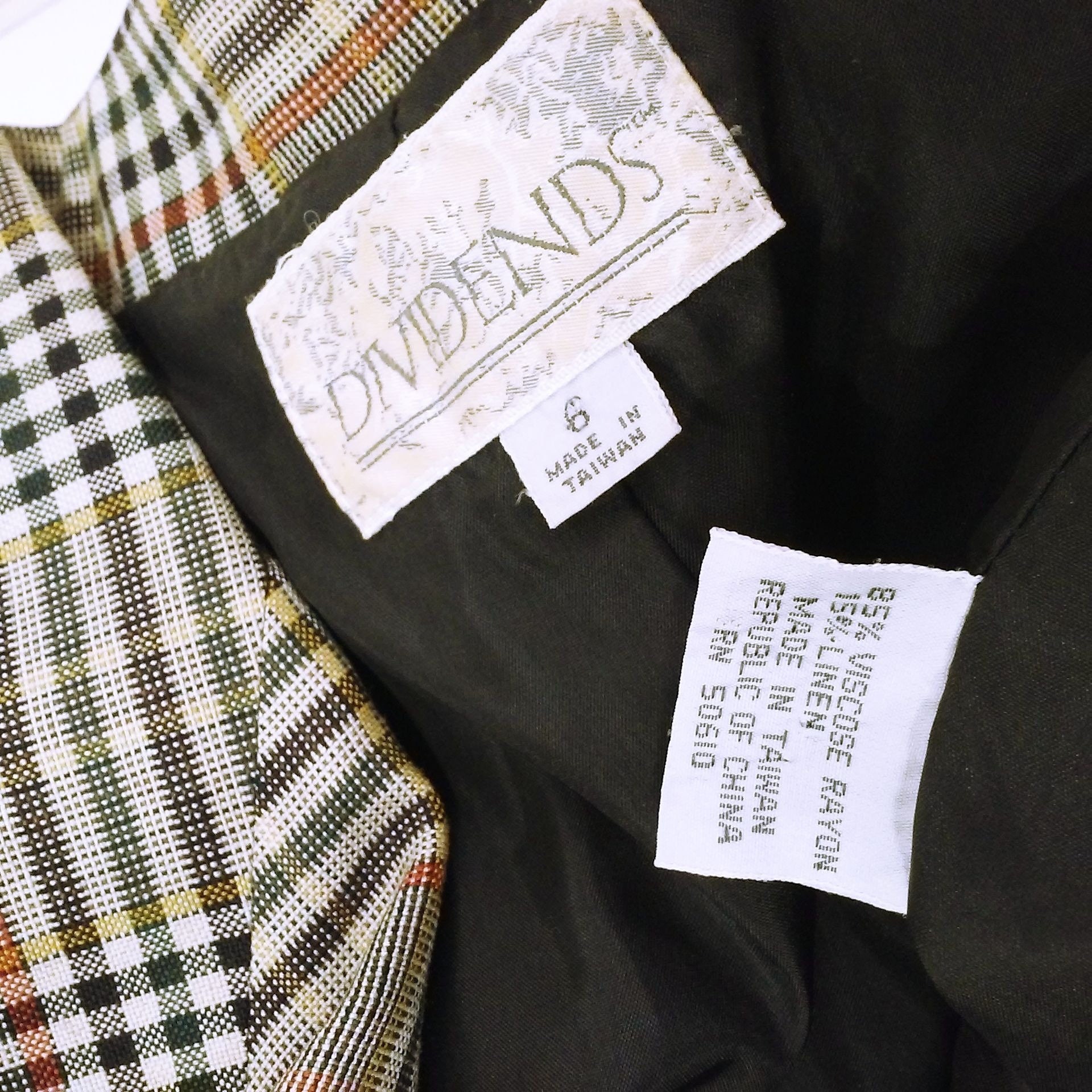 Vintage 80s Dividends Plaid Checked Blazer Suit Coat Jacket Vintage 80s Dividends Plaid Checked Blazer Suit Coat Jacket