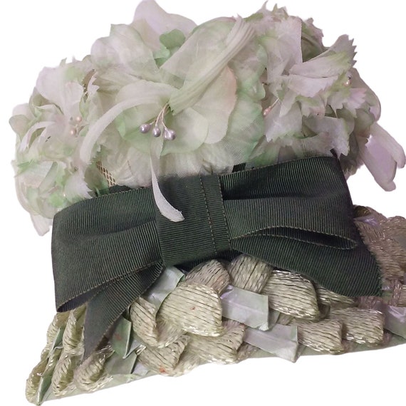 Vintage 50s-60s Queen's Wreath Floral Garden Hat … - image 7